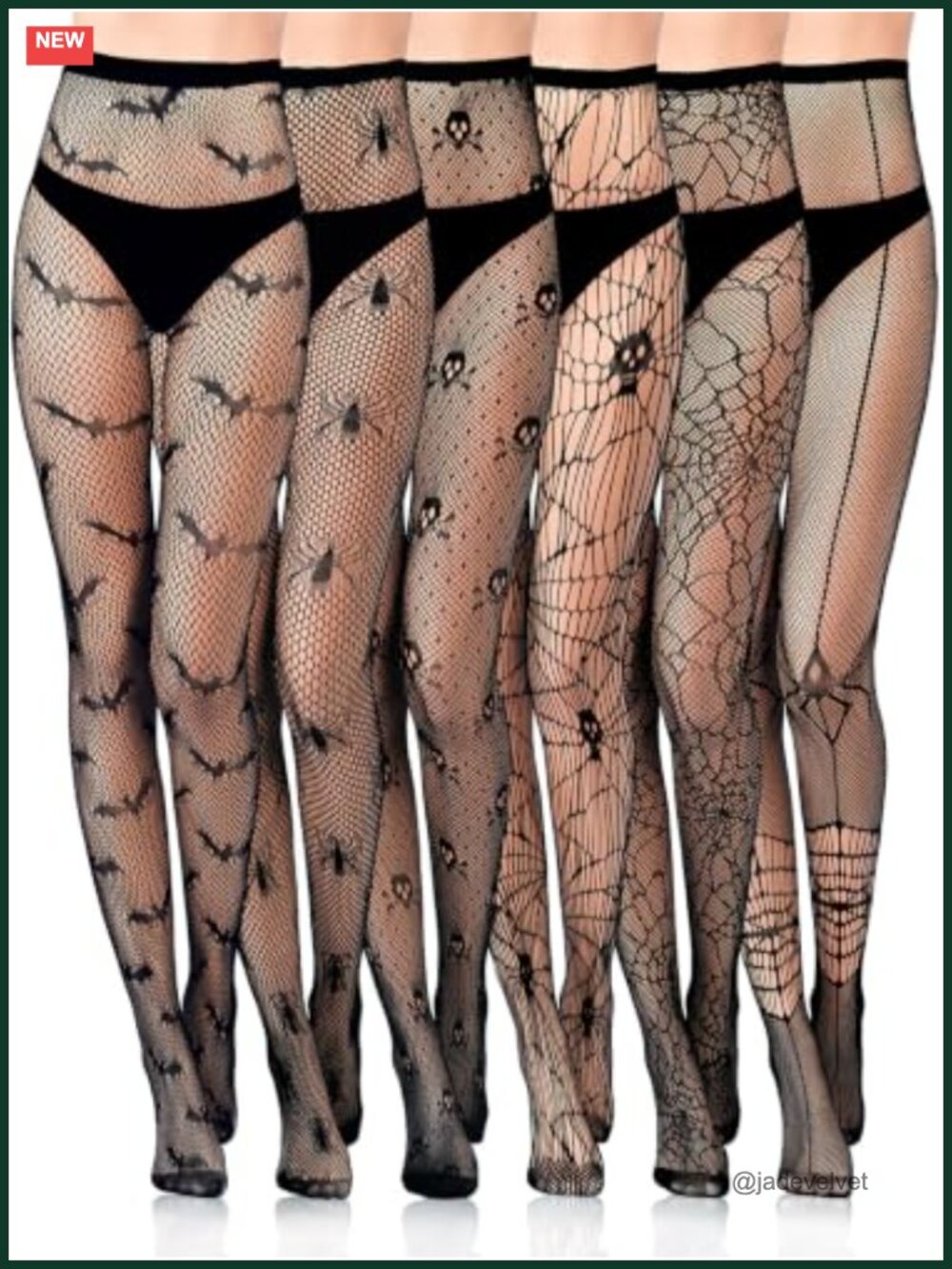 6 Pairs Halloween Fishnet Tights Black Patterned Stockings
